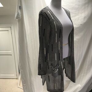 Black and white weave long cardigan size L from Picadilly